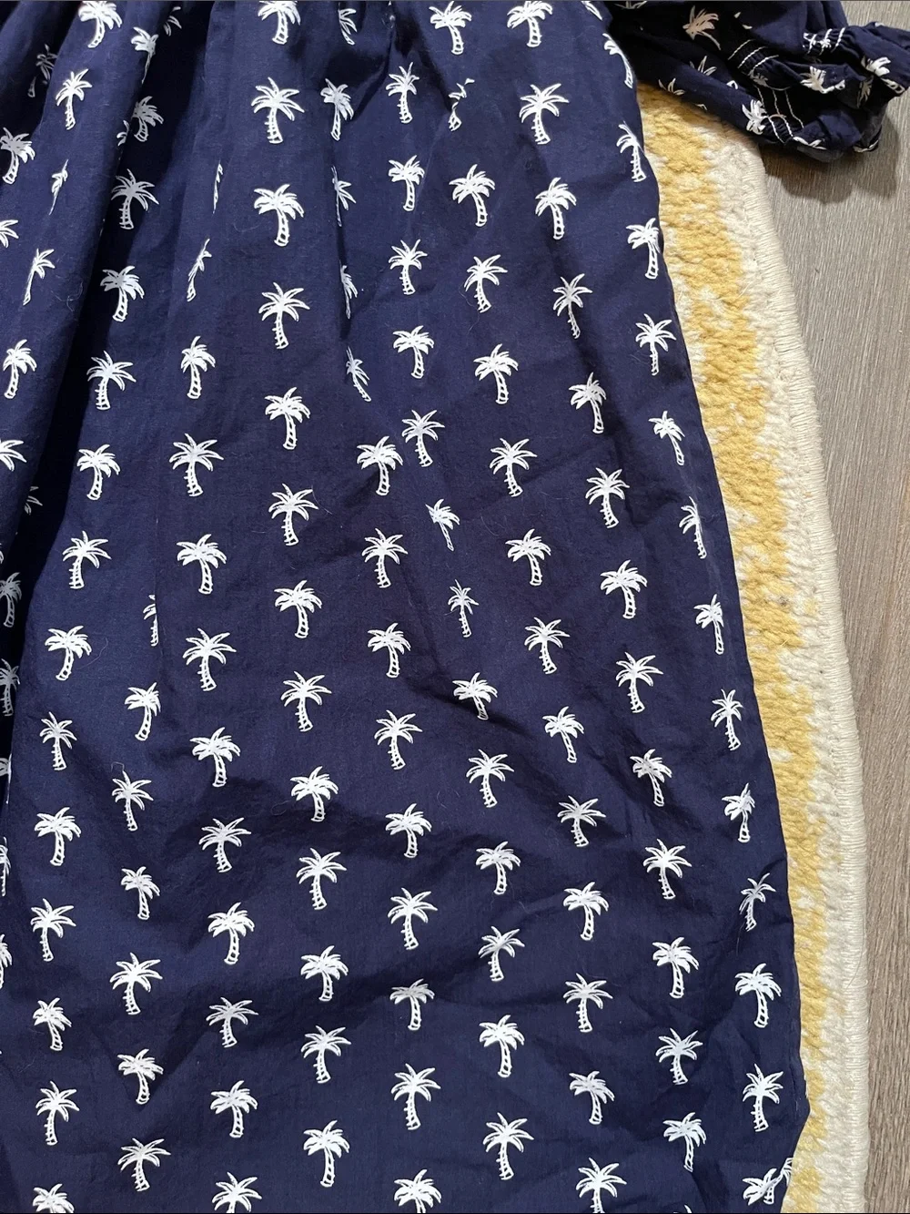 Gymboree Navy Palm-Print Cold Shoulder Dress Size8 Lined 100% Cotton